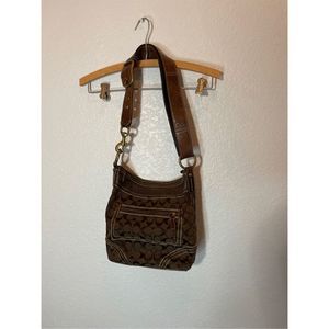 coach purse 2006 logo canvas‎ convertible shoulder bag in brown hobo handbag